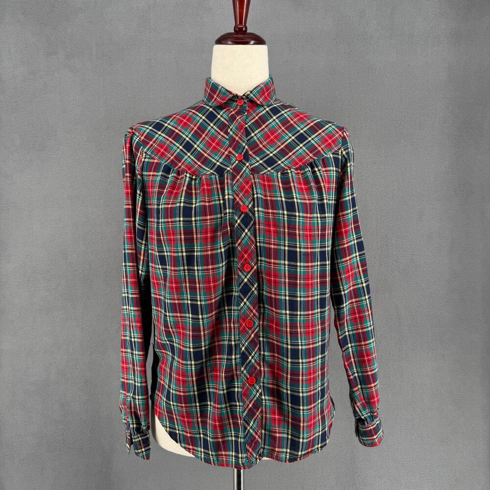 Vintage Levi Strauss Co Plaid Western Button‎ Down Shirt Womens 8 Red Retro